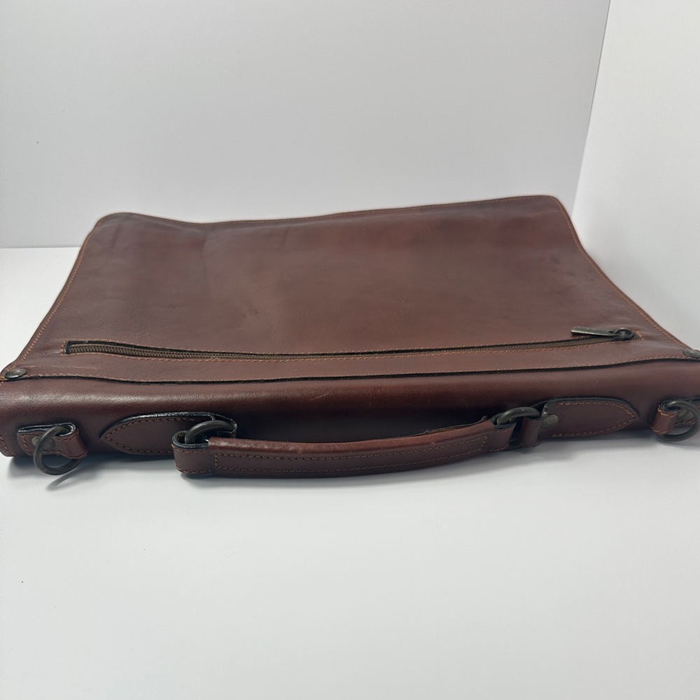 Vintage Old Angler Firenze Italian Leather Briefcase Messenger Bag Brown Laptop - Picture 11 of 13